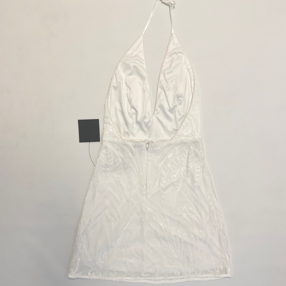 Lulus | White | Sequin | V-Neck | Backless | Mini | Dress | Size XS - Picture 6 of 15